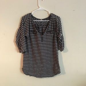 Stripped Casual V-Neck Shirt